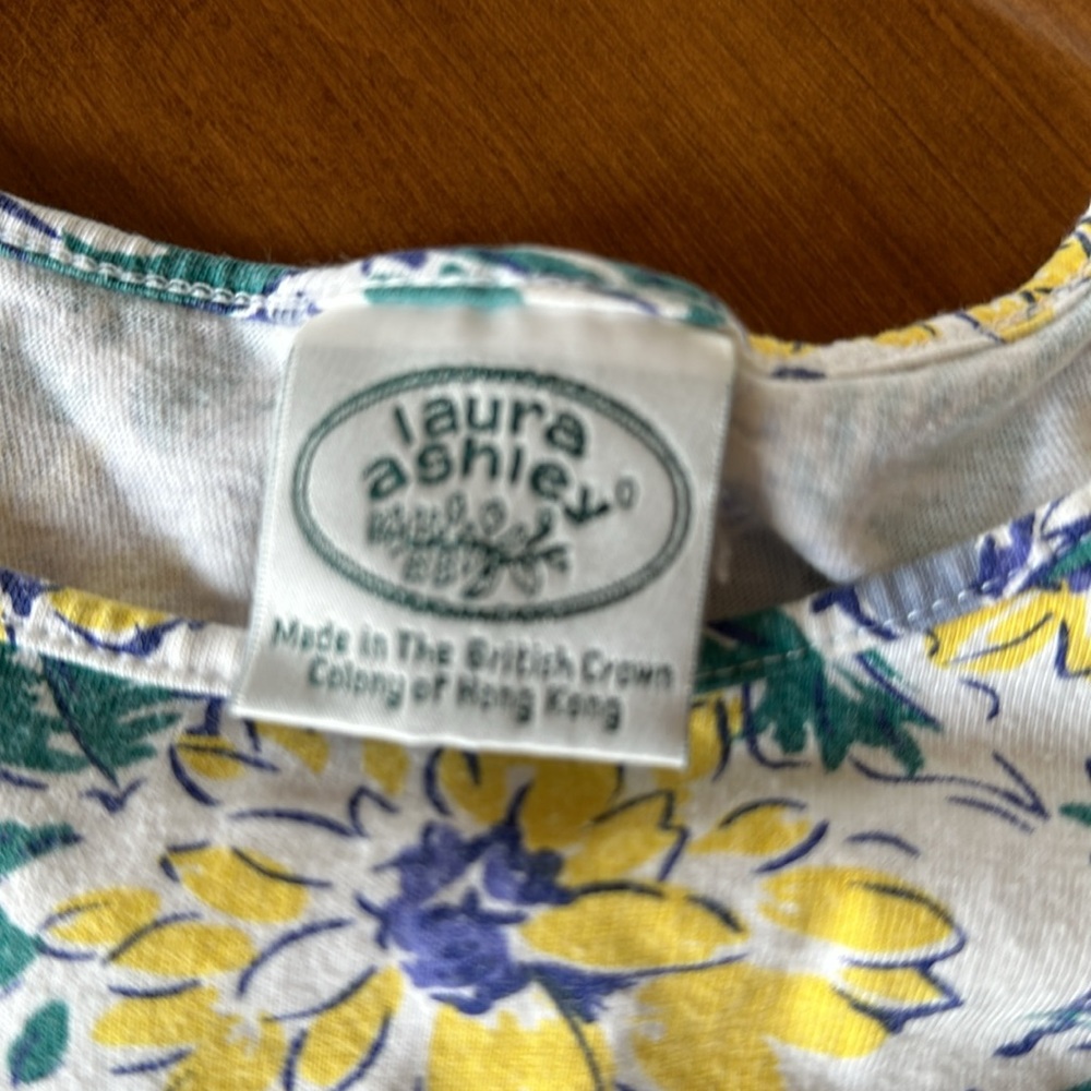 Laura Ashley floral blue and yellow tank top - Picture 2 of 4